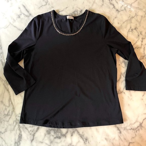 Gerry Weber Collection round neck black jersey w/ bead detail -Size 10 - Picture 1 of 10